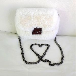 Fuzzy Lil Handbag- Winter White with Adjustable Strap